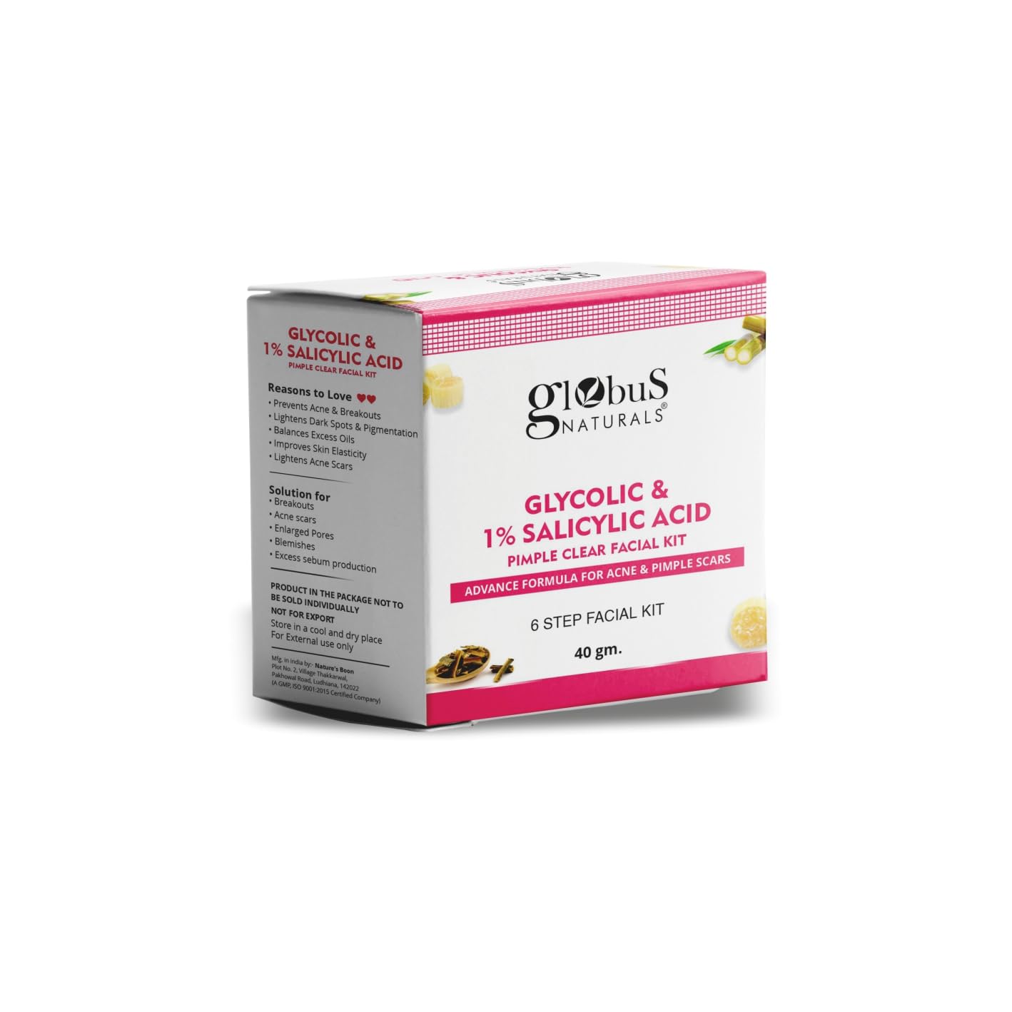 Globus Naturals Anti Acne Glycolic & Salicylic Acid 6 Step Facial Kit | Swadesiicart
