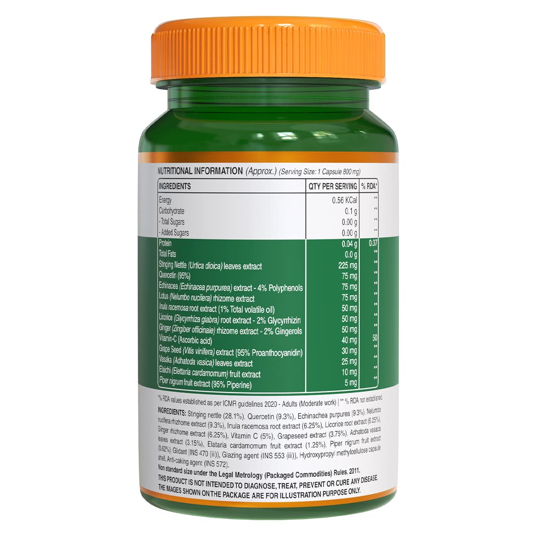 Pure Nutrition Lung Detox with Vitamin C & Grape Seed Extract Veg Capsules - Swadesiicart