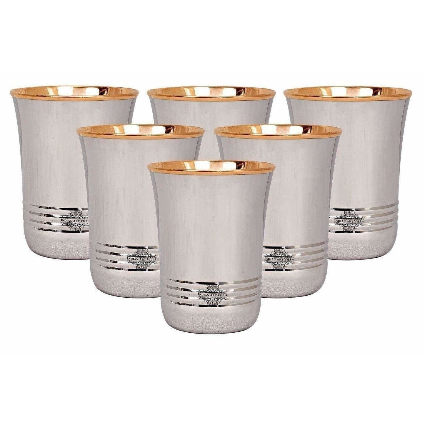 Copper Glass Tumbler Set, Drink ware - 6 Pieces - Swadesiicart