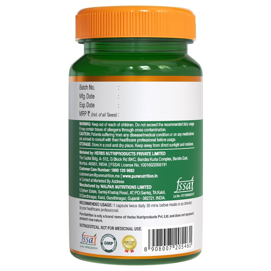 Pure Nutrition Apple Cider Vinegar with Wheat Grass & Spirulina Veg Capsules - Swadesiicart
