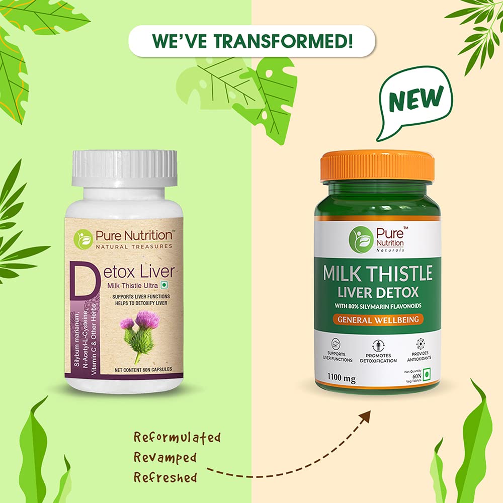 Pure Nutrition Naturals Milk Thistle Liver Detox Veg Tablets - Swadesiicart
