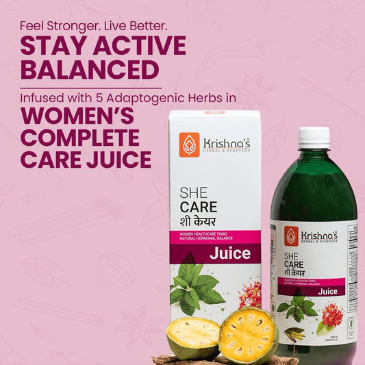 KRISHNA'S HERBAL & AYURVEDA She Care Juice - 1000 ml Each - Super Saver Pack, Herbal Supplement for Hormonal Balance, PCOS, PCOD, Period Pain Relief, Hair and Skin Health | Women Wellness Juice