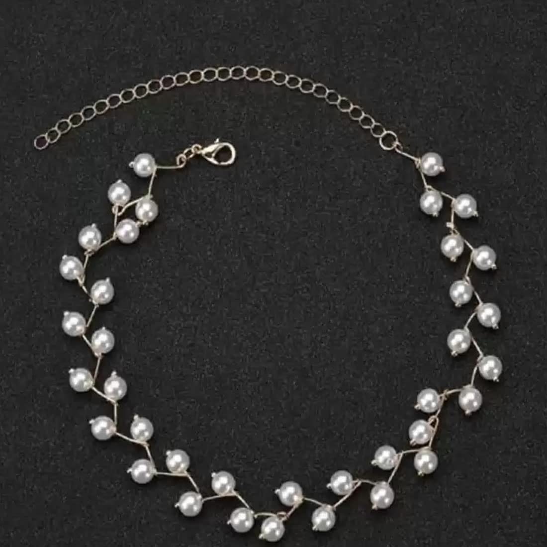 Silver-Toned Alloy Denty Look Pearl Necklace - The Pari | Swadesiicart