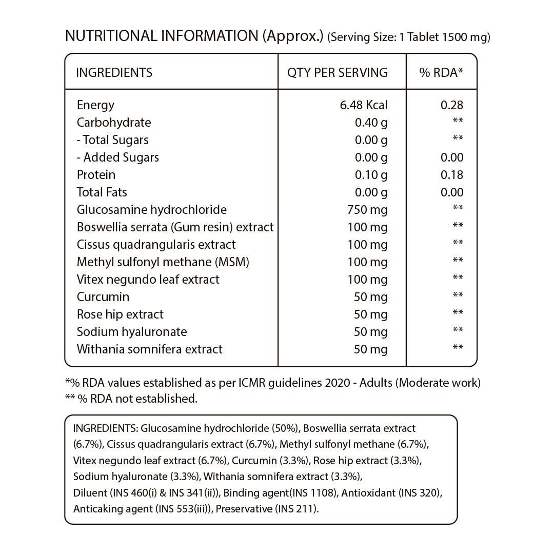 Pure Nutrition Vegan Glucosamine with MSM Veg Tablets - Swadesiicart