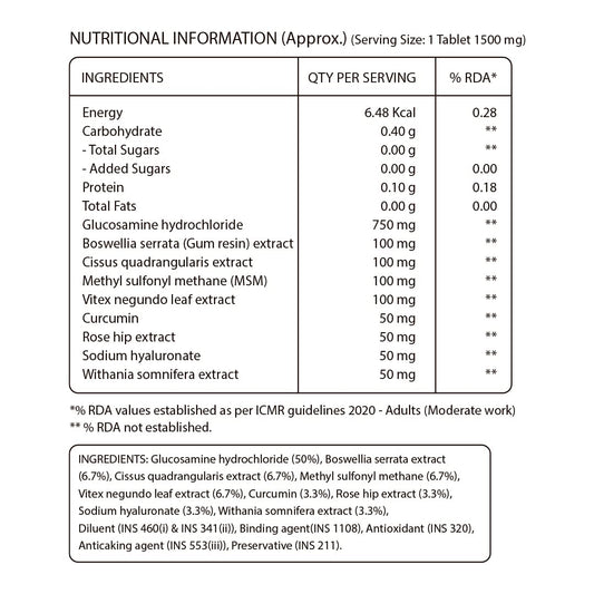 Pure Nutrition Vegan Glucosamine with MSM Veg Tablets - Swadesiicart