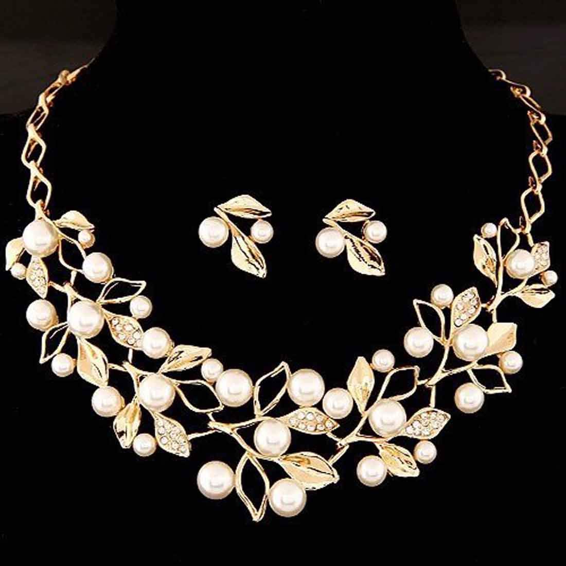 Gold-Toned Alloy Pearl Studded Long Haar Necklace - The Pari | Swadesiicart