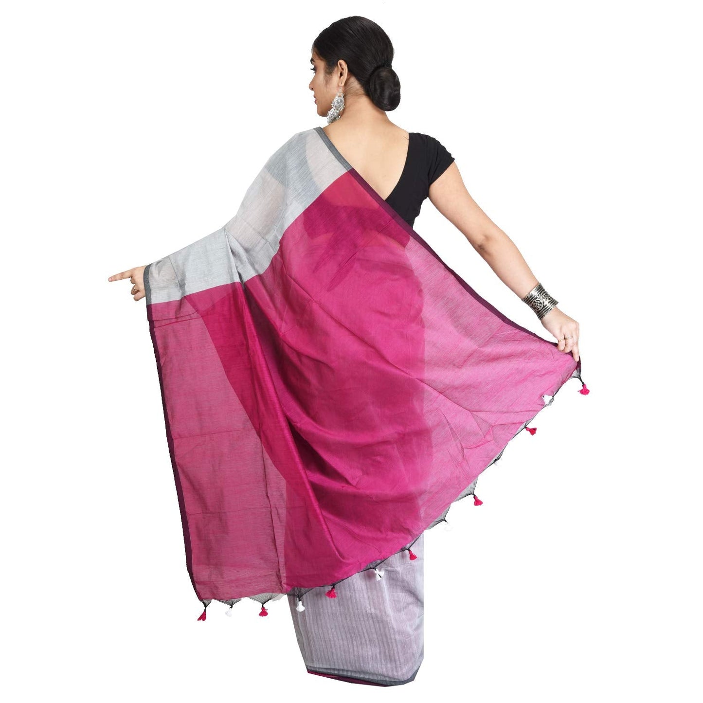 Desh Bidesh Women's Bengal Khadi Ghicha Handloom Cotton Silk Saree With Blouse Piece | Swadesiicart