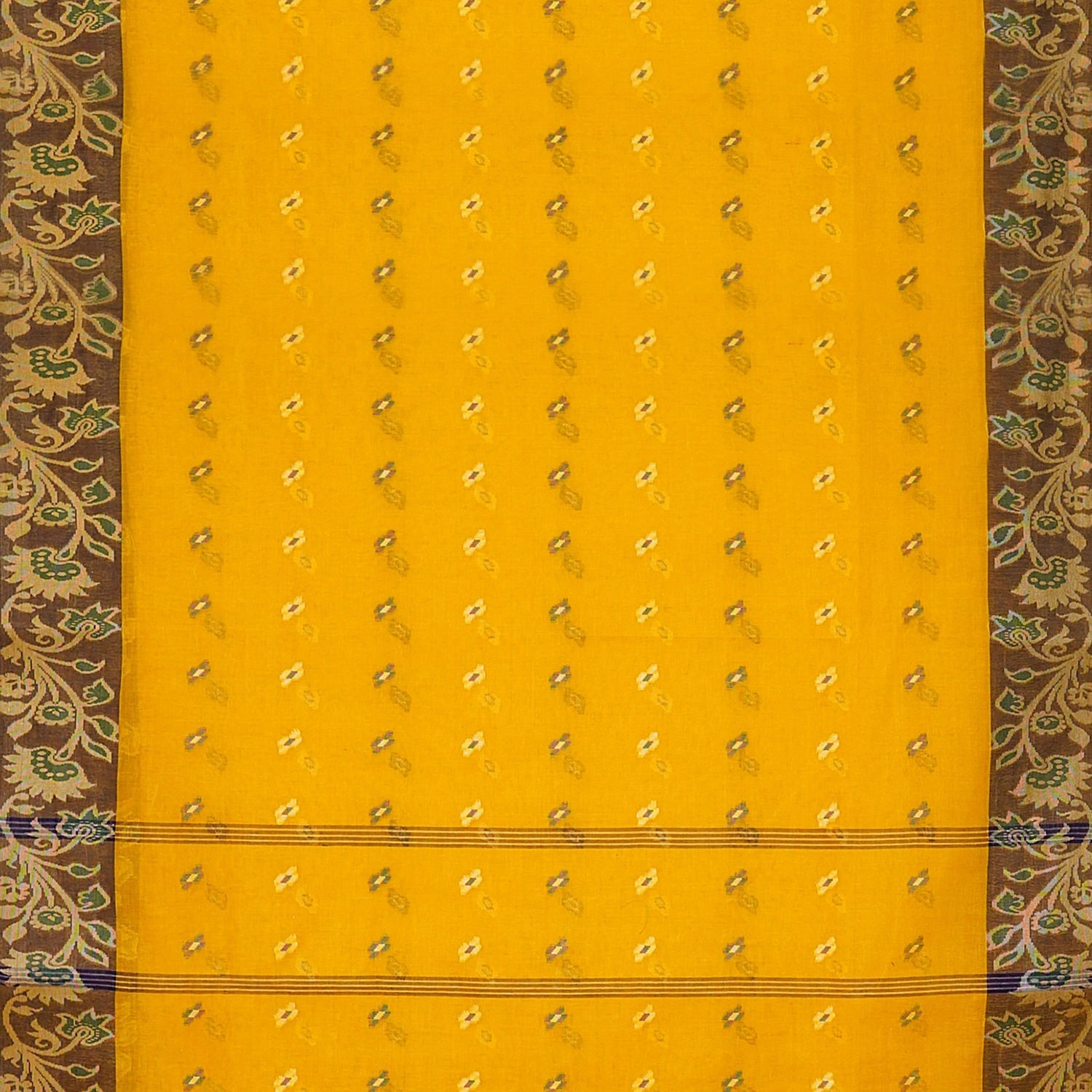 Exclusive Collection 100% Pure Cotton Yellow Tant Saree With Hand Weaving Work - Swadesiicart