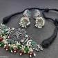 Tehzeeb Creations Women's Oxidised Multi Colour Meenakari Necklace Set - Swadesiicart