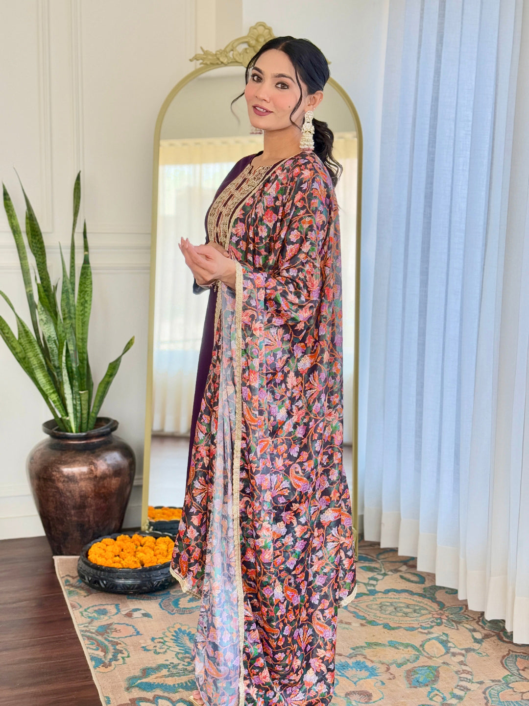 The52 Women's Rayon Embroidery work Straight Kurta with Pant and Dupatta Set - Swadesiicart