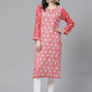 ADA Women Pink & White Chikankari Embroidered Sustainable Handloom Kurta with Trousers | Swadesiicart