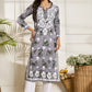 HOUSE OF KARI Floral Embroidered Chikankari Cotton Straight Kurta | Swadesiicart