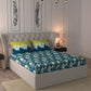 MYTRIDENT Blue White Floral Cotton 144 TC Queen Bedsheet With 2 Pillow Covers - Swadesiicart