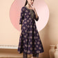 Yufta Purple Pure Cotton Chikankari Anarkali Kurta Dupatta Pant Set | Swadesiicart