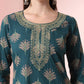 Yufta Green Pure Cotton Chikankari Straight Kurta Dupatta Pant Set | Swadesiicart