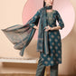 Yufta Green Pure Cotton Chikankari Straight Kurta Dupatta Pant Set | Swadesiicart