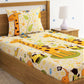Home Sizzler Yellow & Orange Cartoon Characters 210 TC Single Bedsheet with 1 Pillow Covers - Swadesiicart