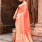 Joban Fashion Peach Banarasi Katan Pure Handloom Banarasi Silk Saree | Swadesiicart