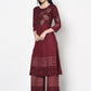 Aniyah Rayon Maroon Color Block Print Straight Kurta Palazzo Set (AN-184K)
