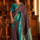Wine Soft Banarasi Paithani Copper Zari Weaving Saree With Unstitched Blouse Piece - Jodha | Swadesiicart