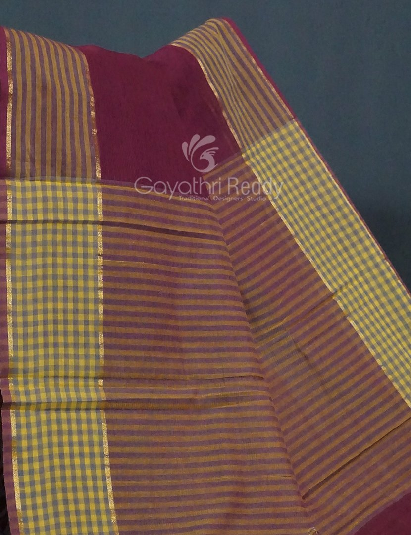 Dual Shades of Burgundy Pure Mangalgiri Cotton By Gayathri Reddy Designer Studio | Swadesiicart