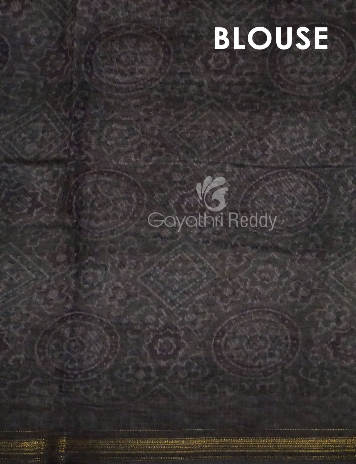 Slate Black And Grey Colour Print Design Semi Chanderi Saree By Gayathri Reddy Designer Studio | Swadesiicart