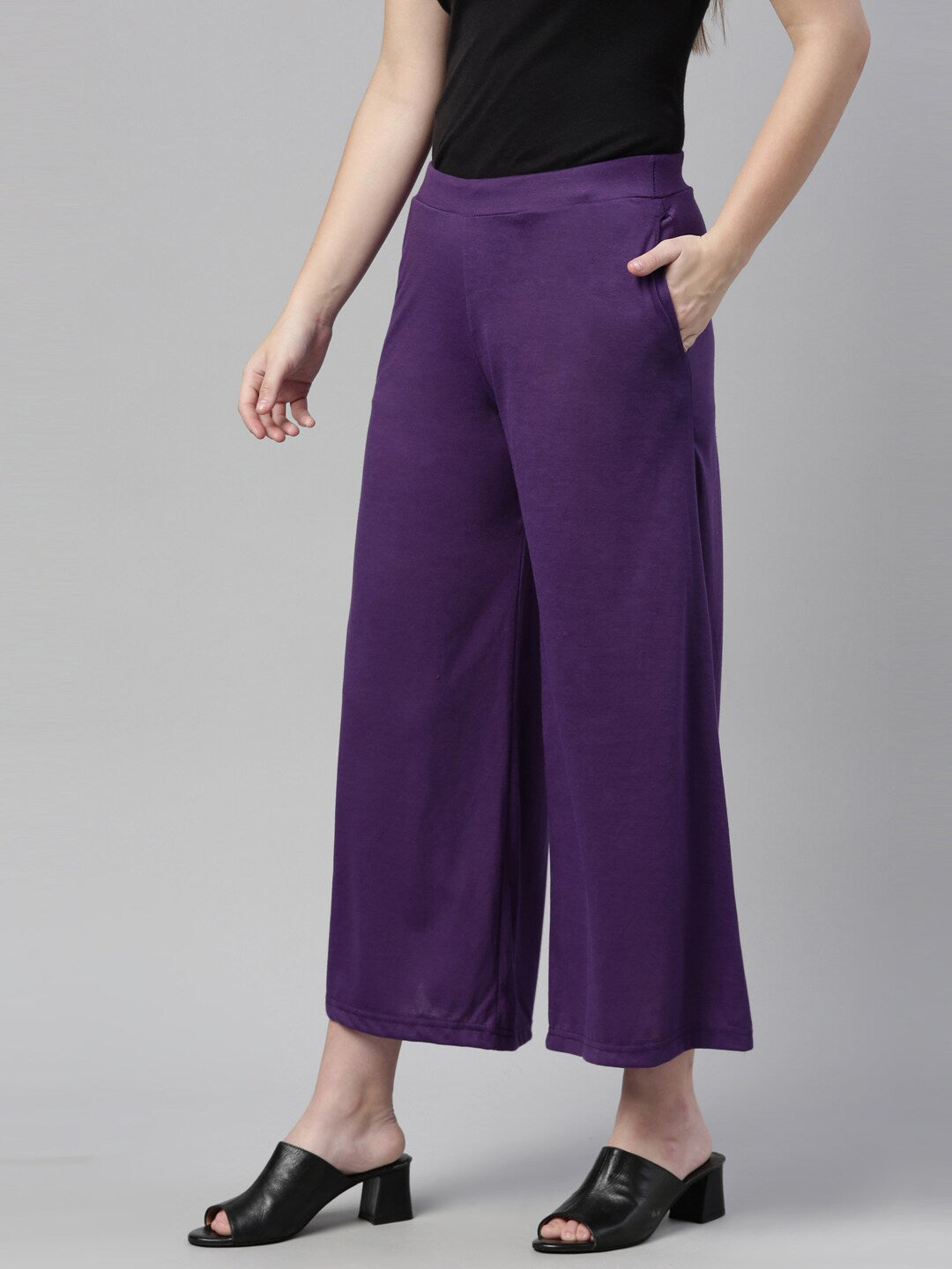Souchii Women Purple Knitted Palazzos - Swadesiicart
