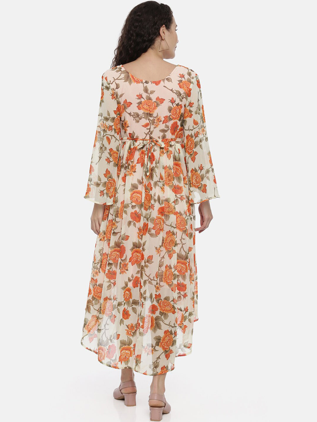 Souchii Women Cream-Coloured Printed A-Line Dress - Swadesiicart