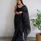 Vamsee Vika 9Mm Black Organza Saree - Swadesiicart