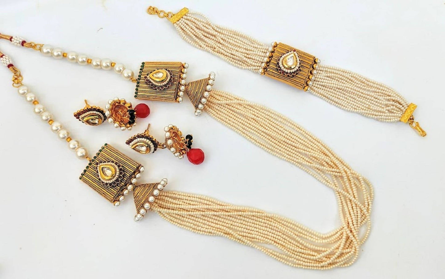 White Seed Beads Necklace Set - Swadesiicart