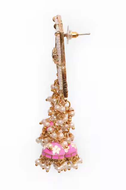 New Stylish Meenakari Pink Jhumki Earring for Womens by House of Ree | Swadesiicart