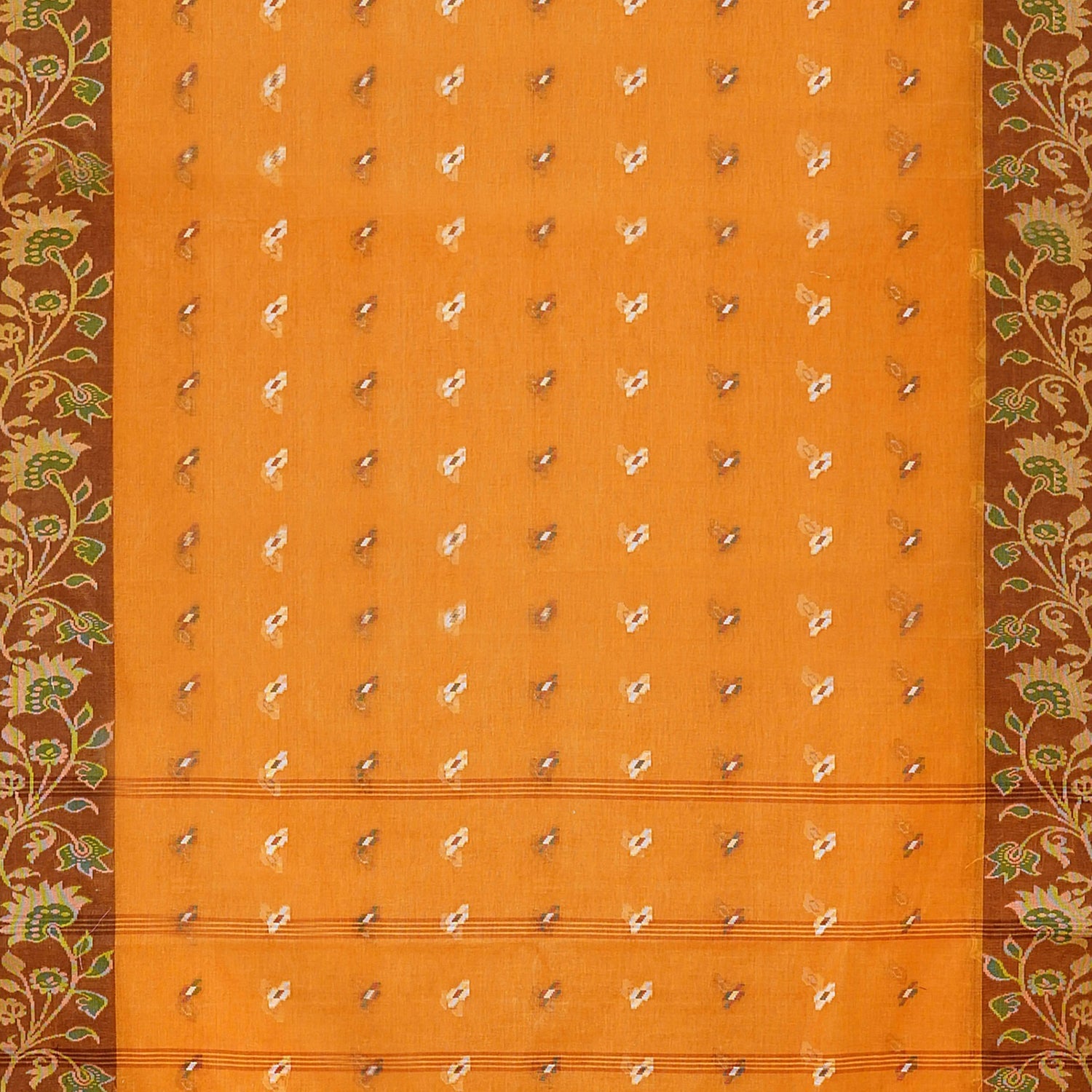 Exclusive Collection 100% Pure Cotton Musturd Tant Saree With Hand Weaving Work - Swadesiicart