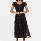 Souchii Women Navy Blue Printed Fit And Flare Dress - SOUCHII