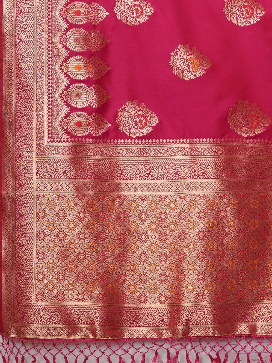Anouk Floral Woven Design Zari Silk Blend Banarasi Saree | Swadesiicart