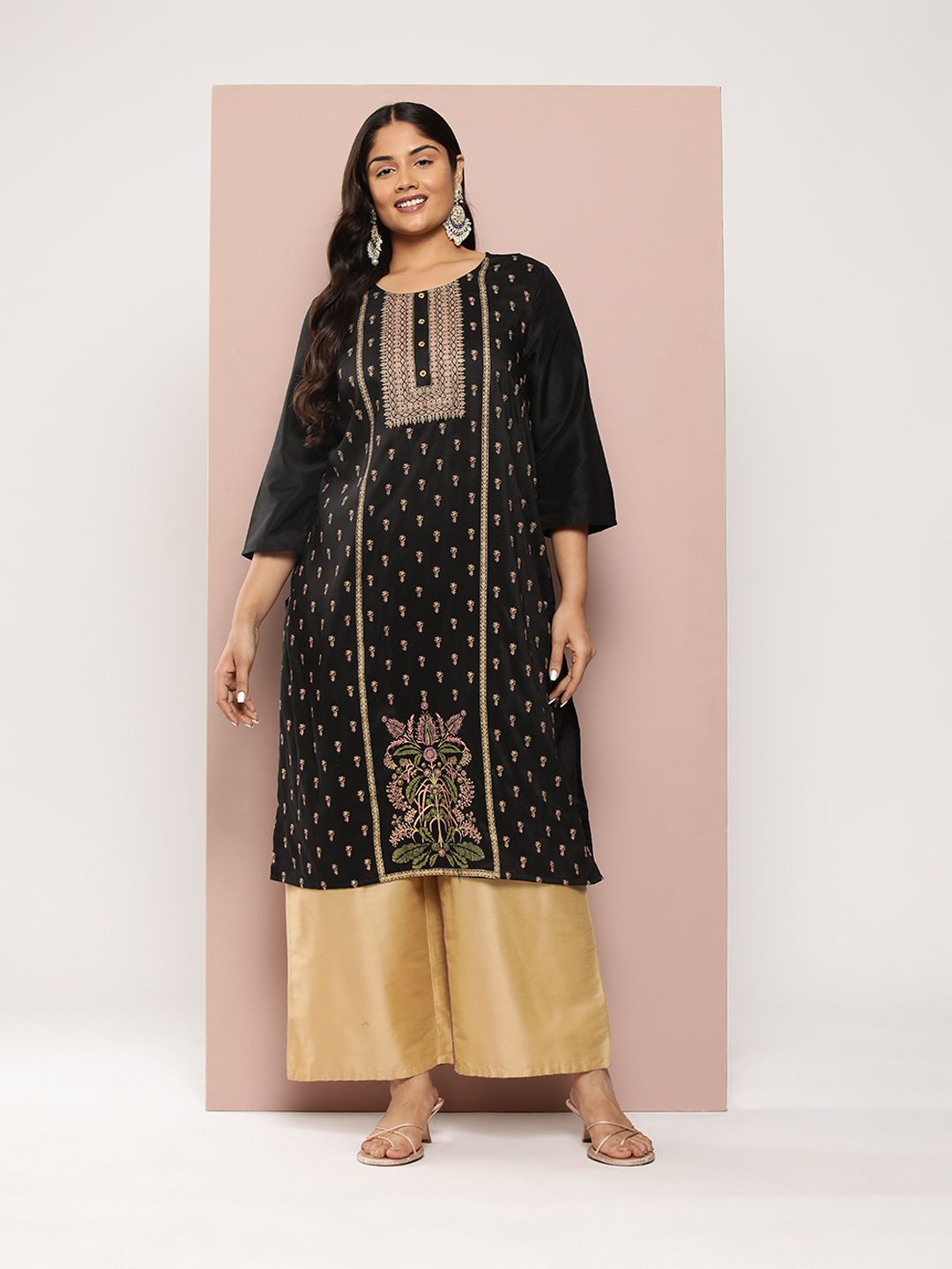 Sztori Plus Size Ethnic Motifs Printed Kurta - Swadesiicart