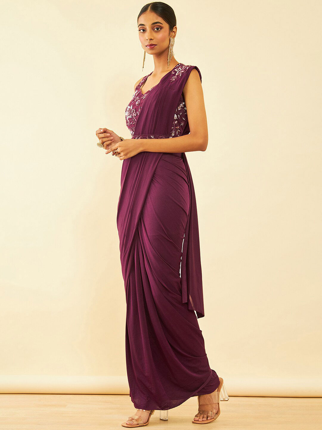 Soch Beads and Stones Embellished Ready to Wear Saree | Swadesiicart