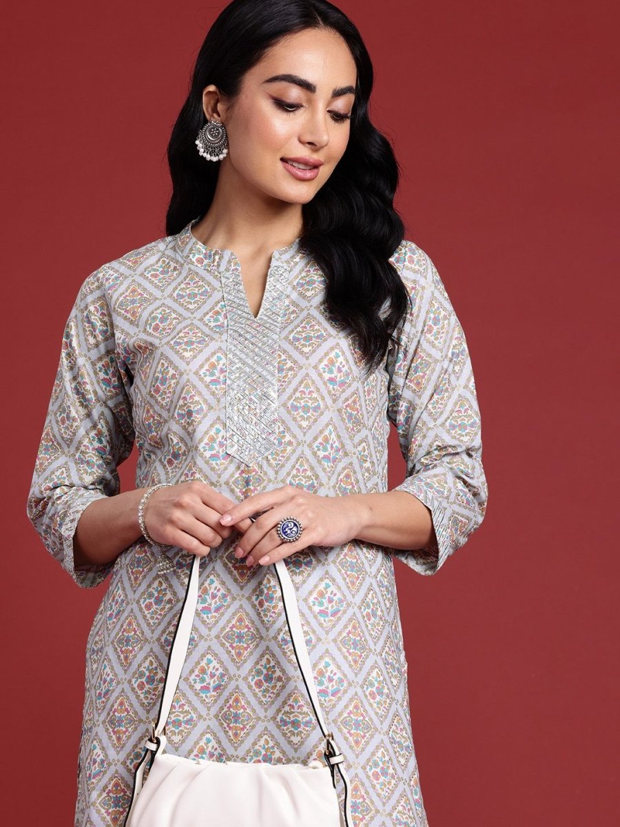 Anouk Women Floral Printed Gotta Patti Kurta - Swadesiicart