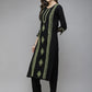 ADA Women Black & Green Ethnic Motifs Embroidered Chikankari Handloom Handloom Kurta | Swadesiicart