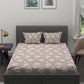 MYTRIDENT Brown White Ethnic Motifs 200 TC Cotton 1 King Bedsheet with 2 Pillow Covers - Swadesiicart