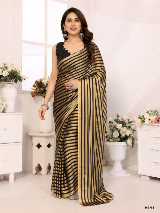 Designer Partywear Black & Silver Georgette Fancy Saree - Satrangi | Swadesiicart