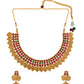 Aadita Gold-Polished & Pink Stone Studded Handcrafted Jewellery Set - Swadesiicart