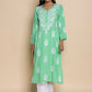 HOUSE OF KARI Floral Embroidered Chikankari A-Line Kurta | Swadesiicart