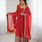 Lorenvalley Fashion Rust Crunchy Silk Embroidery Jari and Sequence Work Anarkali Gown with Dupatta - Swadesiicart