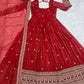 Lorenvalley Fashion Rust Crunchy Silk Embroidery Jari and Sequence Work Anarkali Gown with Dupatta - Swadesiicart