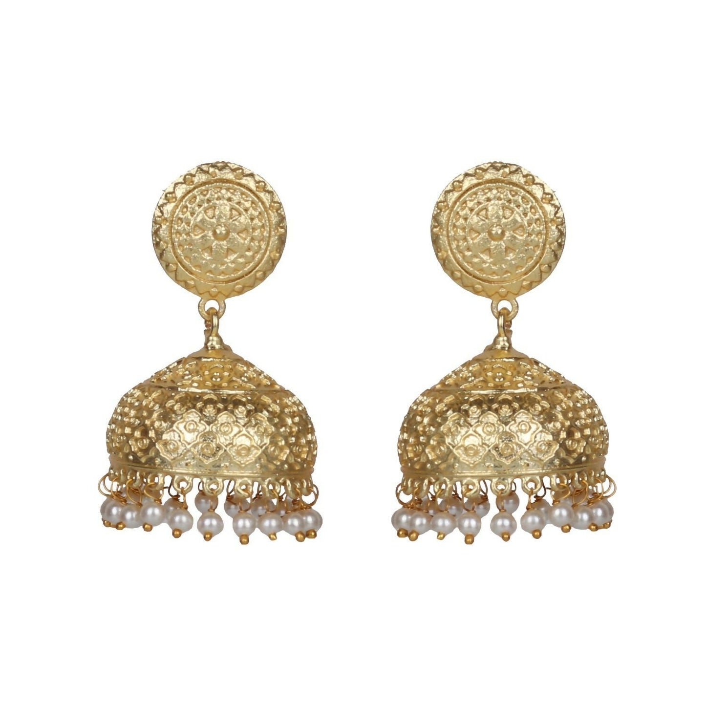 Joban Fashion Women Matte Gold Brass Jhumka | Swadesiicart
