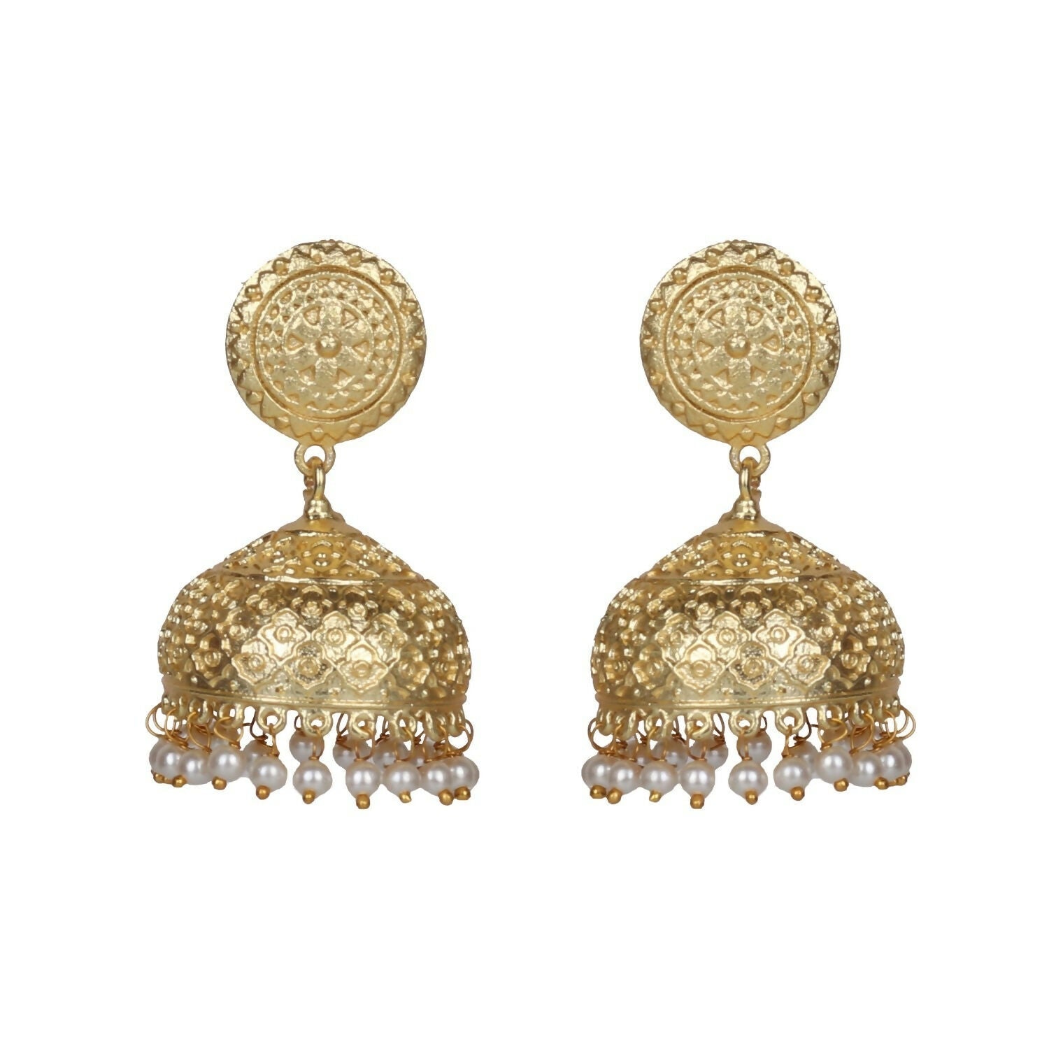 Joban Fashion Women Matte Gold Brass Jhumka | Swadesiicart