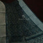 Grey Mixed Indigo Blue Colour Block Print Semi Chanderi Saree By Gayathri Reddy Designer Studio | Swadesiicart