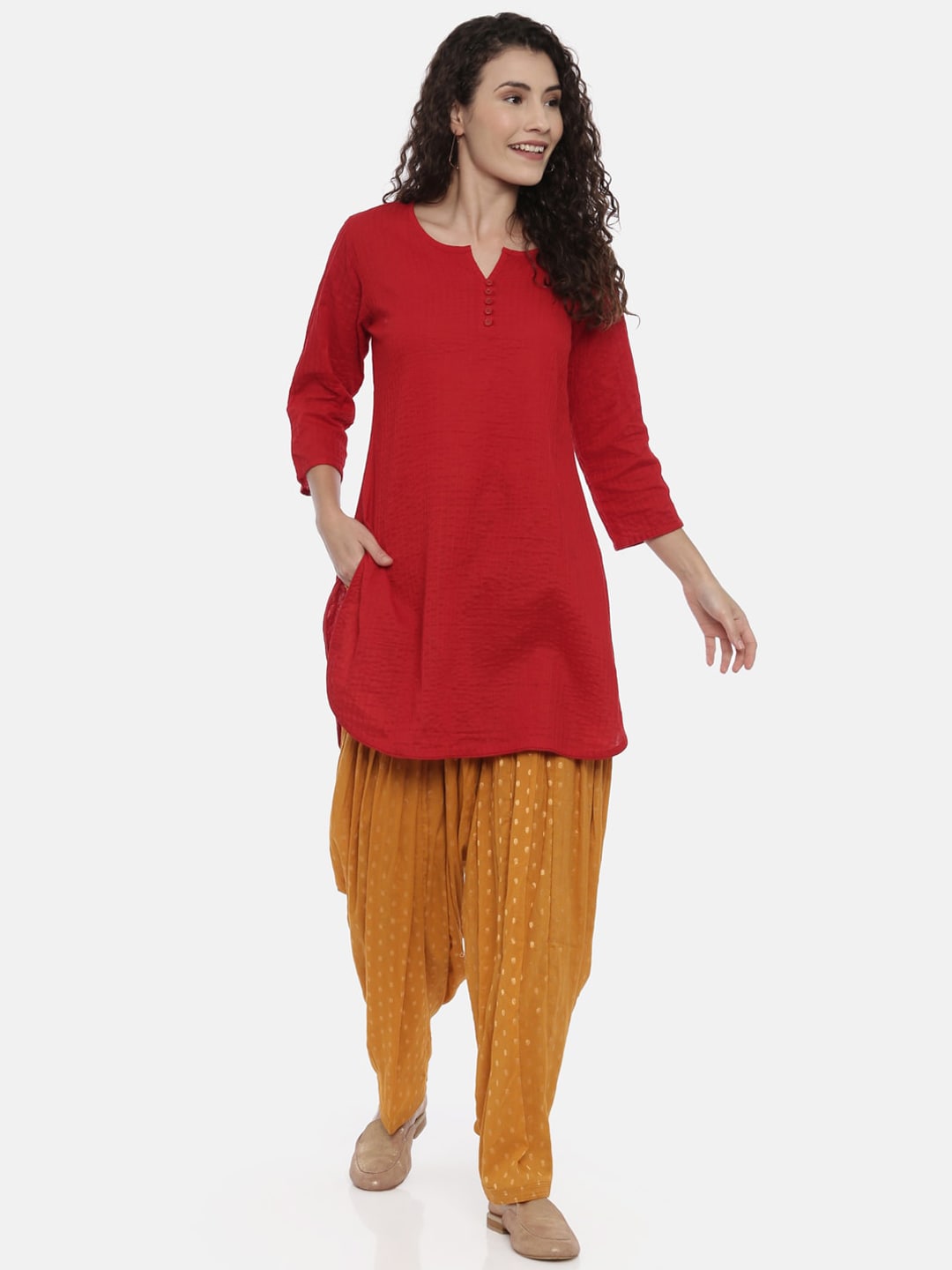 Souchii Tan Banarasi Thread Design Regular-Fit High-Rise Patiala | Swadesiicart