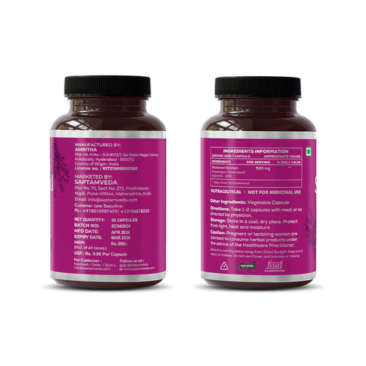 Saptamveda Organic Shatavari Capsules - Swadesiicart