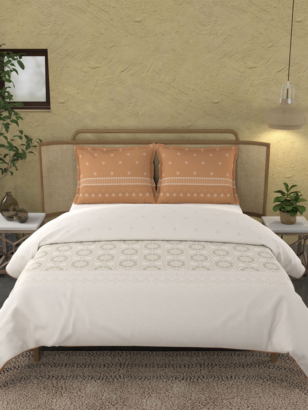 MYTRIDENT Unisex Orange Bedsheets - Swadesiicart